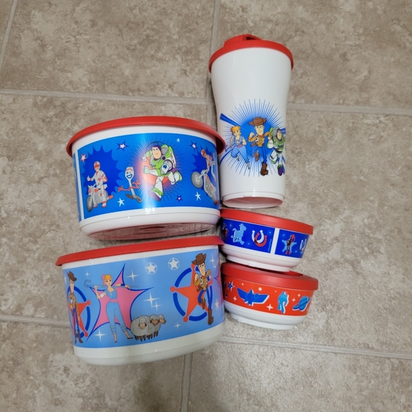 Tupperware Other - Toy Story Tupperware Set of 5 Containers & Lids Never Used 4 Disney Woody Forky